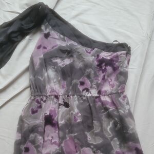 Chic Purple and Gray One-Shoulder Sundress